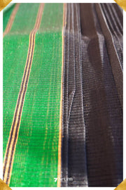 Shobha Mangalagiri Handloom Black/Green Pure Silk-Cotton Saree - Seven Sarees - Saree - Seven Sarees