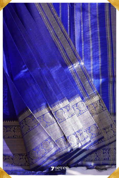 Shubha Mangalagiri Handloom Blue Pure Silk-Cotton Saree - Seven Sarees - Saree - Seven Sarees