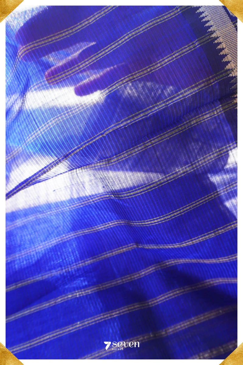 Shubha Mangalagiri Handloom Blue Pure Silk-Cotton Saree - Seven Sarees - Saree - Seven Sarees