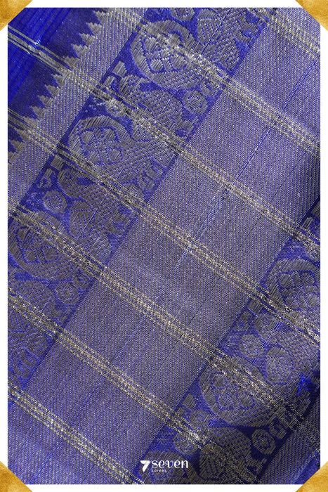 Shubha Mangalagiri Handloom Blue Pure Silk-Cotton Saree - Seven Sarees - Saree - Seven Sarees