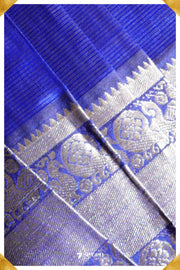 Shubha Mangalagiri Handloom Blue Pure Silk-Cotton Saree - Seven Sarees - Saree - Seven Sarees