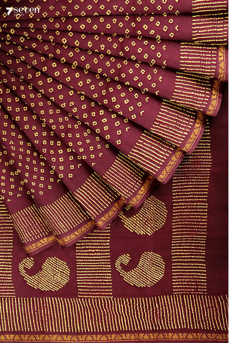 Special Seven Madurai Brown Pure Cotton Sungudi Saree - Seven Sarees - Saree - Seven Sarees