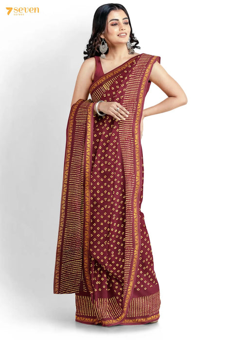 Special Seven Madurai Brown Pure Cotton Sungudi Saree - Seven Sarees - Saree - Seven Sarees