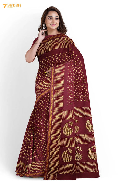 Special Seven Madurai Brown Pure Cotton Sungudi Saree - Seven Sarees - Saree - Seven Sarees