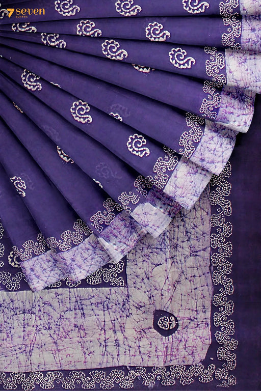 Splashy Days Madurai Purple Pure Cotton Sungudi Saree - Seven Sarees - Saree - Seven Sarees