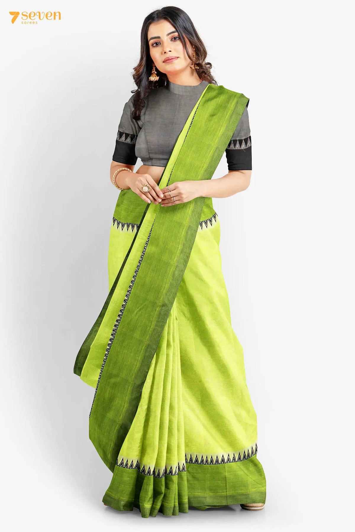 Parrot Green Mangalagiri Handloom Cotton saree