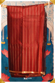 Sri Handloom Kanchipuram Pattu 100% Pure Silk Brown Saree | Silk Mark Certified - Seven Sarees - Seven Sarees