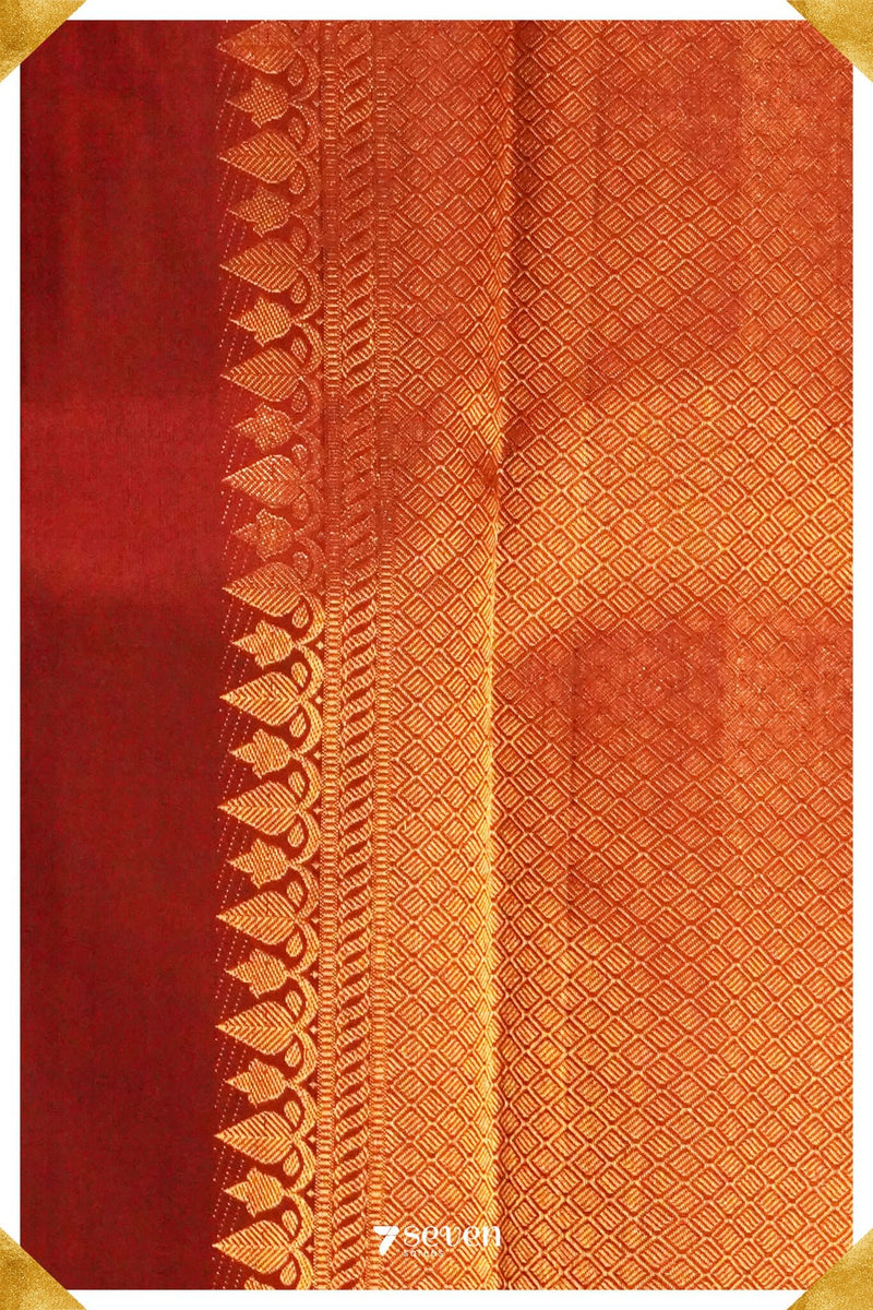Sri Handloom Kanchipuram Pattu 100% Pure Silk Brown Saree | Silk Mark Certified - Seven Sarees - Seven Sarees