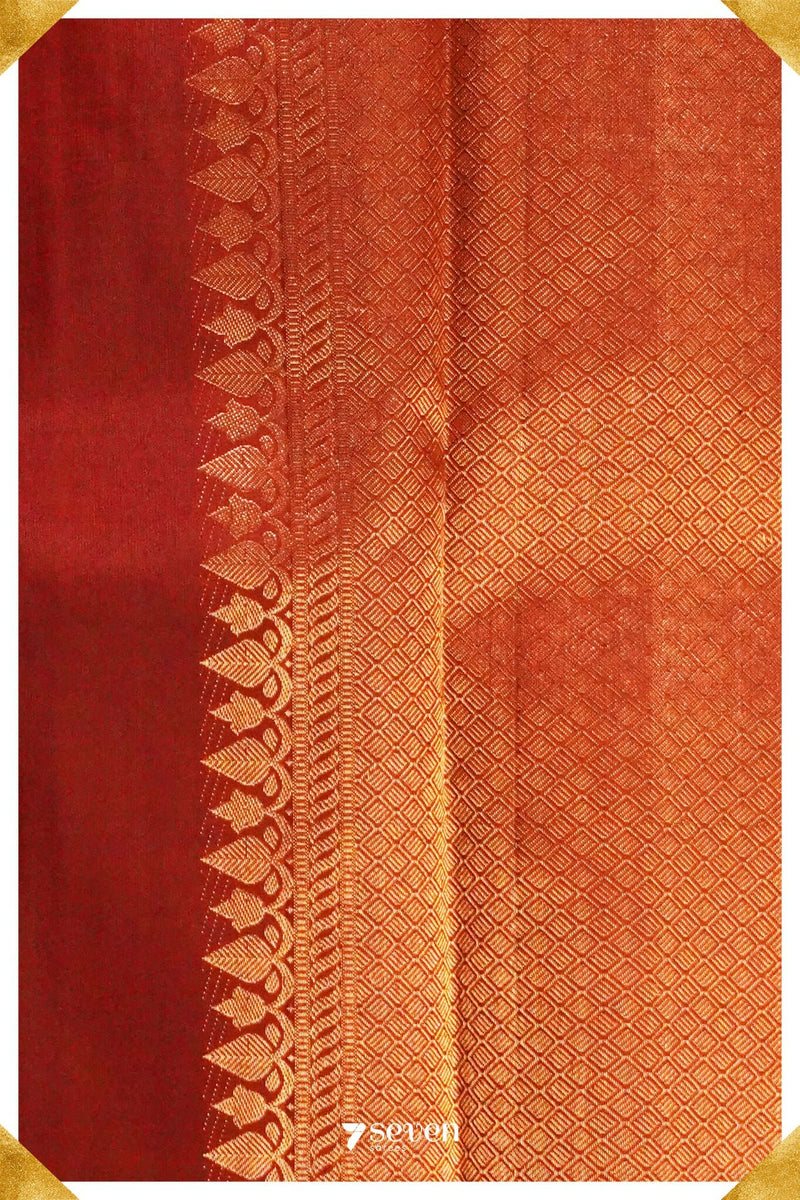 Sri Handloom Kanchipuram Pattu 100% Pure Silk Brown Saree | Silk Mark Certified - Seven Sarees - Seven Sarees