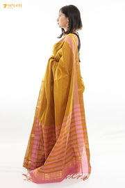 Srimaha Mangalagiri Handloom Mustard Pure Cotton Saree - Seven Sarees - Saree - Seven Sarees