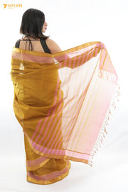 Srimaha Mangalagiri Handloom Mustard Pure Cotton Saree - Seven Sarees - Saree - Seven Sarees