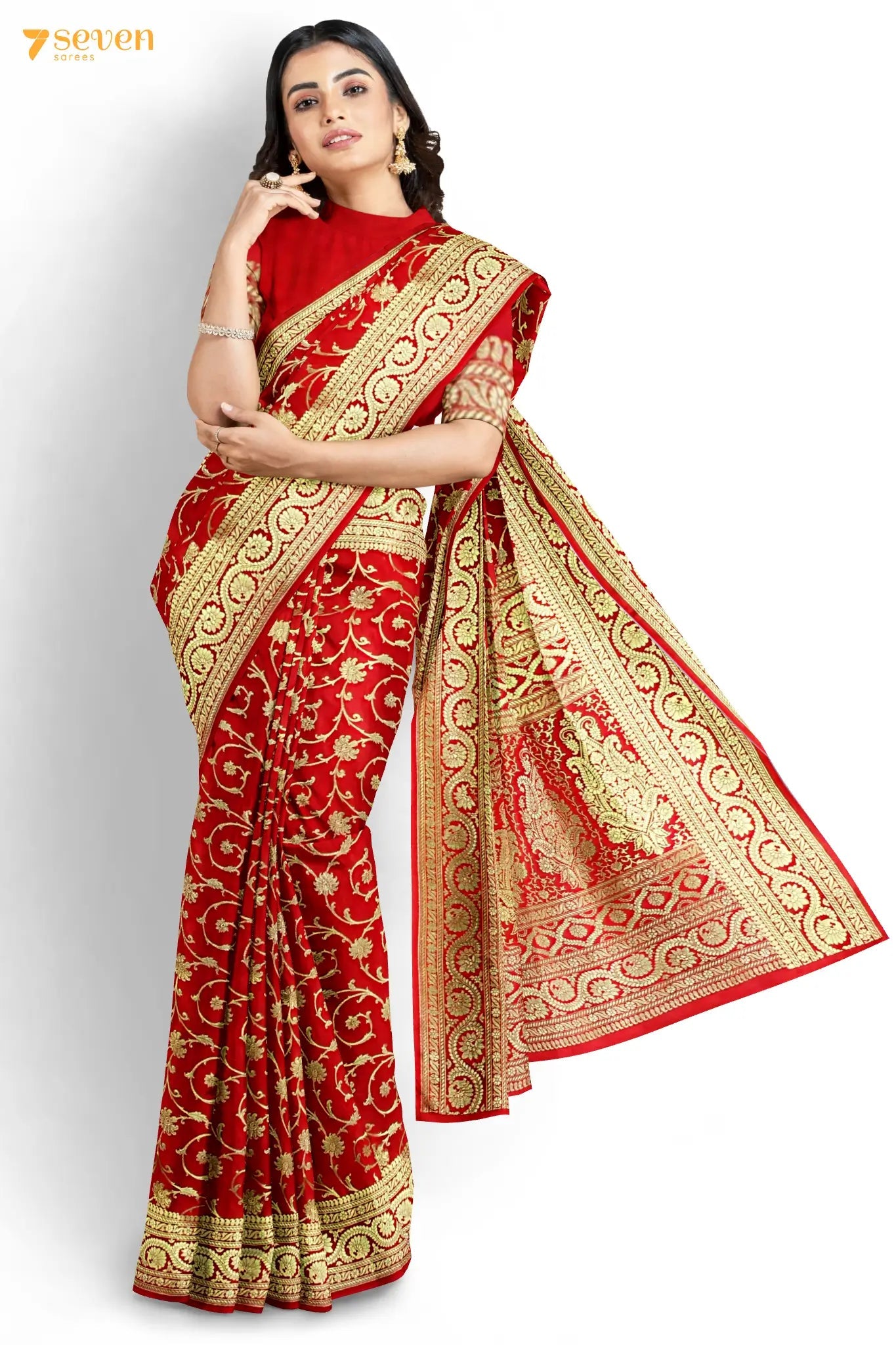 Buy Tramba Women's Banarasi Artificial Silk Saree With Blouse Piece (RAMA)  at Amazon.in