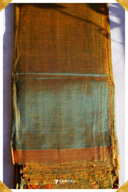 Suma Mangalagiri Handloom Green/Gold Pure Silk-Cotton Saree - Seven Sarees - Saree - Seven Sarees