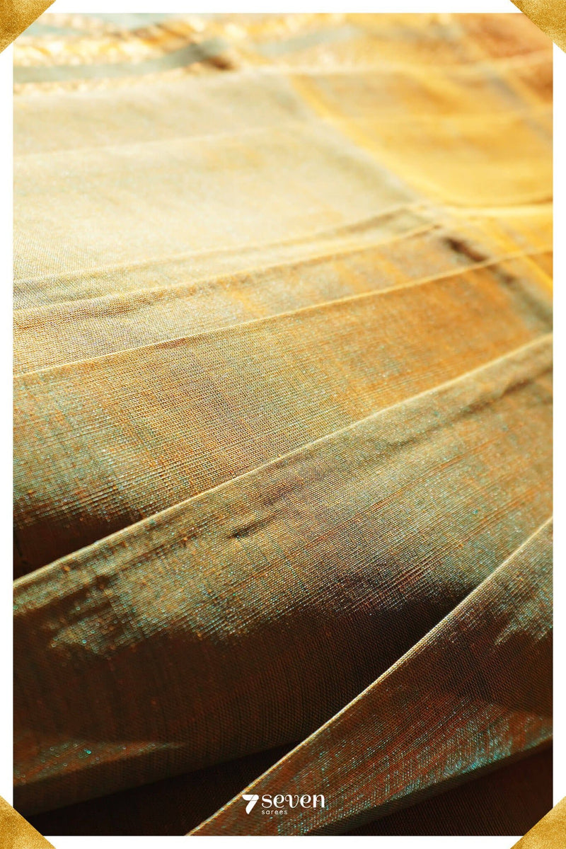Suma Mangalagiri Handloom Green/Gold Pure Silk-Cotton Saree - Seven Sarees - Saree - Seven Sarees