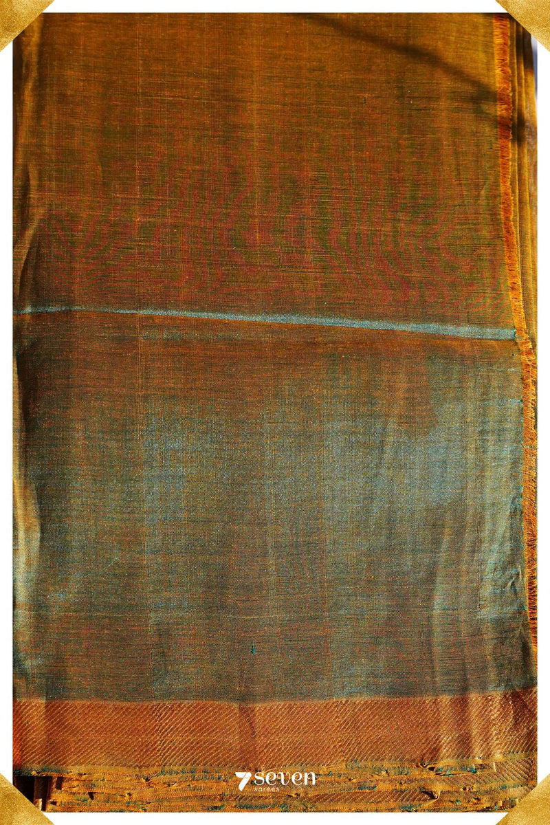 Suma Mangalagiri Handloom Green/Gold Pure Silk-Cotton Saree - Seven Sarees - Saree - Seven Sarees