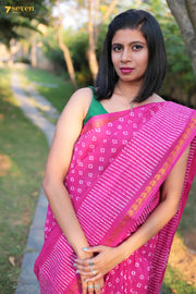 Sundari Madurai Pink Pure Cotton Sungudi Saree - Seven Sarees - Saree - Seven Sarees