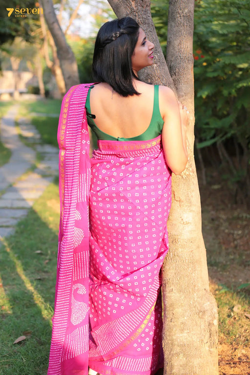Sundari Madurai Pink Pure Cotton Sungudi Saree - Seven Sarees - Saree - Seven Sarees