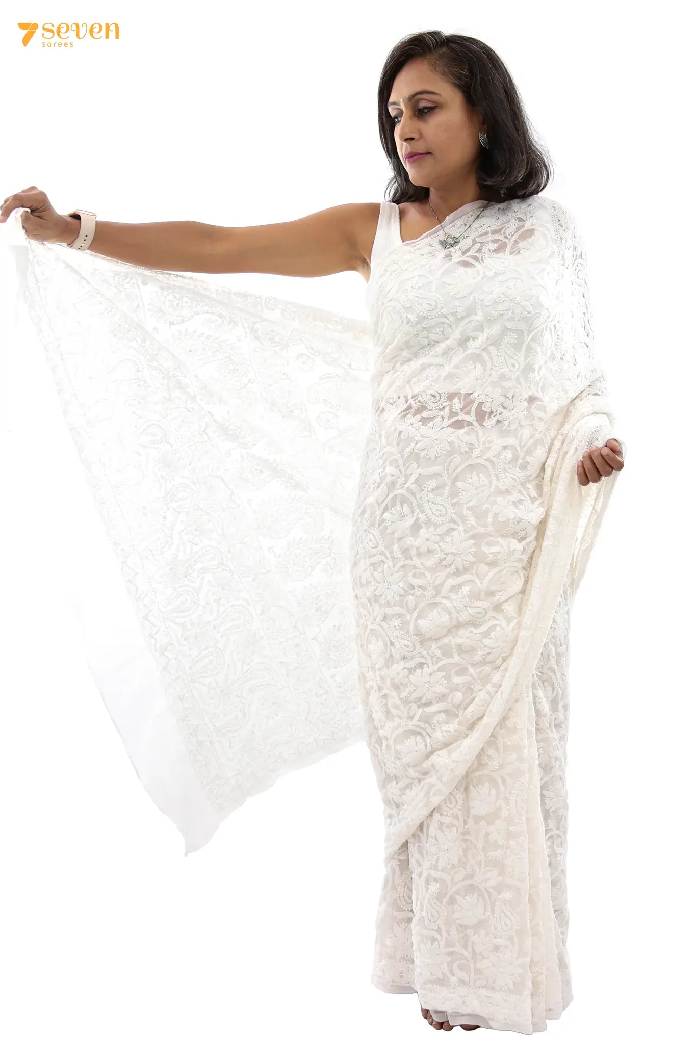 Prerna Chhabra White Heer Viscose Chikankari Saree - Thechikanlabel -  TheChikanLabel | Lucknow Chikankari Kurtis & Suits