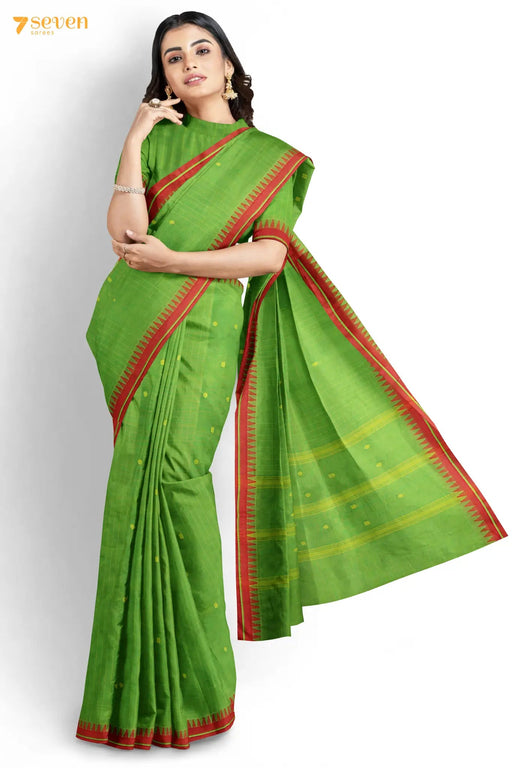 Tamilisai Madurai Green Pure Cotton Saree - Seven Sarees - Saree - Seven Sarees