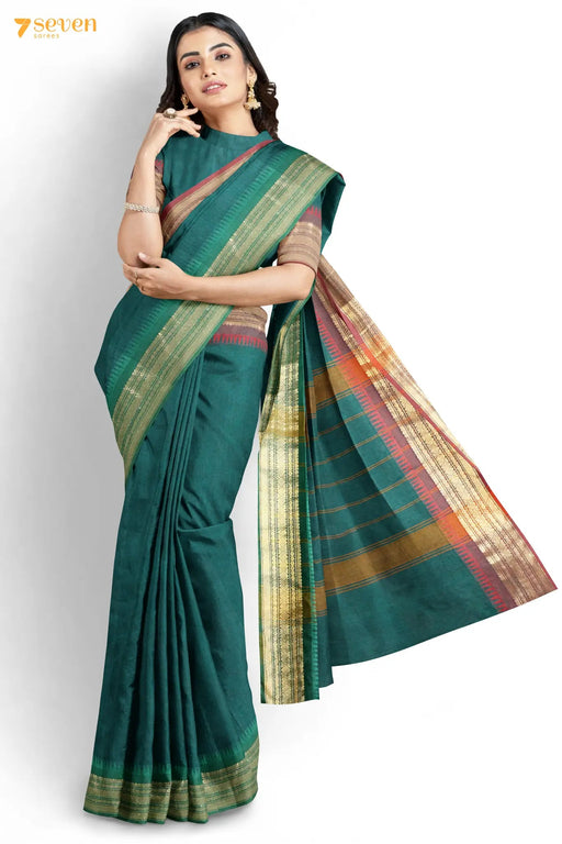Tanakkam Madurai Green Pure Cotton Saree - Seven Sarees - Saree - Seven Sarees