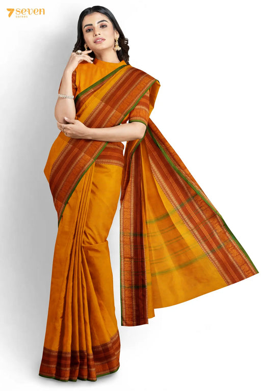 Thaazhai Madurai Yellow Pure Cotton Saree - Seven Sarees - Saree - Seven Sarees
