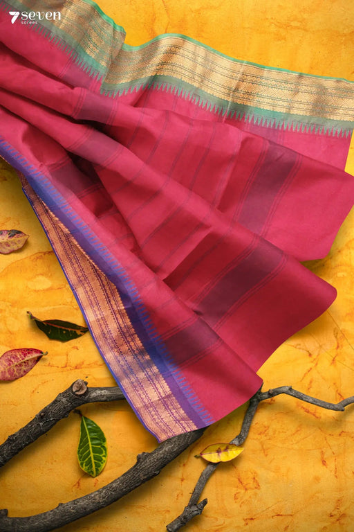Thilagam Madurai Red Pure Cotton Saree - Seven Sarees - Saree - Seven Sarees