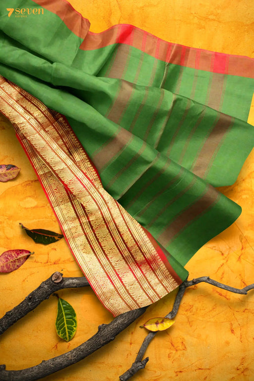 Tulasi chedi Madurai Green Pure Cotton Saree - Seven Sarees - Saree - Seven Sarees