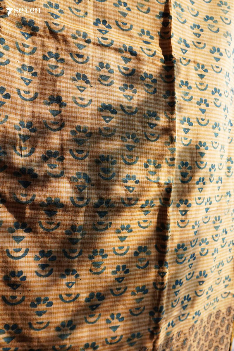 Umetta Hand Block Kalamkari 100% Soft Cotton Saree (Handloom) - Seven Sarees - Saree - Seven Sarees