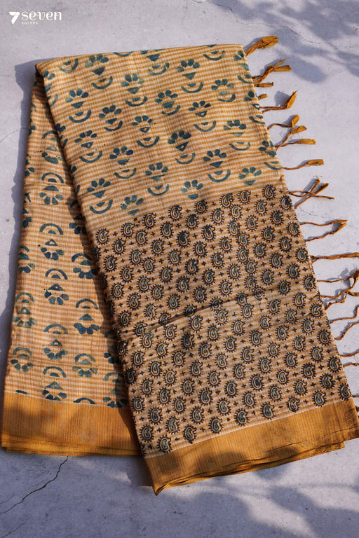 Umetta Hand Block Kalamkari 100% Soft Cotton Saree (Handloom) - Seven Sarees - Saree - Seven Sarees