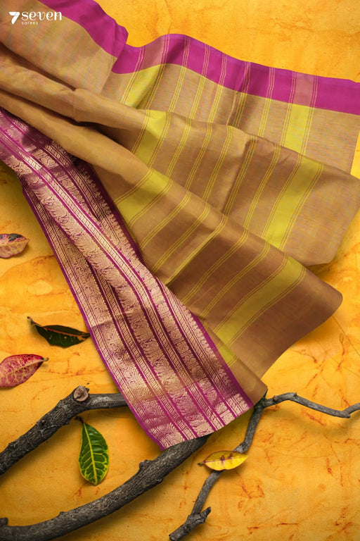 Vaazhai Madurai Yellow Pure Cotton Saree - Seven Sarees - Saree - Seven Sarees