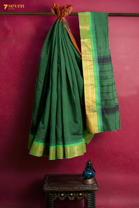 Vadavanam Madurai Green Pure Cotton Saree - Seven Sarees - Saree - Seven Sarees