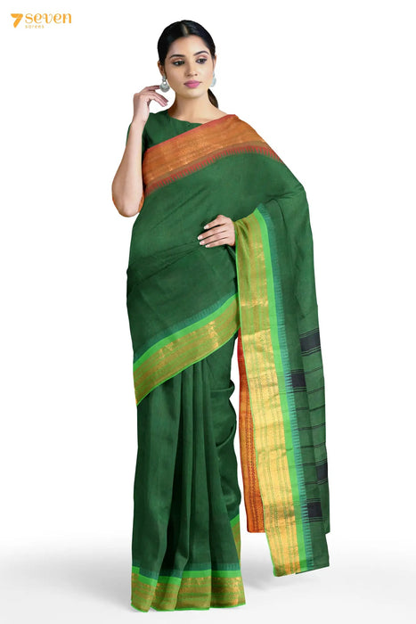 Vadavanam Madurai Green Pure Cotton Saree - Seven Sarees - Saree - Seven Sarees