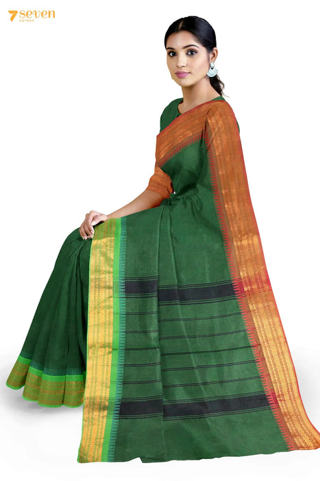 Vadavanam Madurai Green Pure Cotton Saree - Seven Sarees - Saree - Seven Sarees