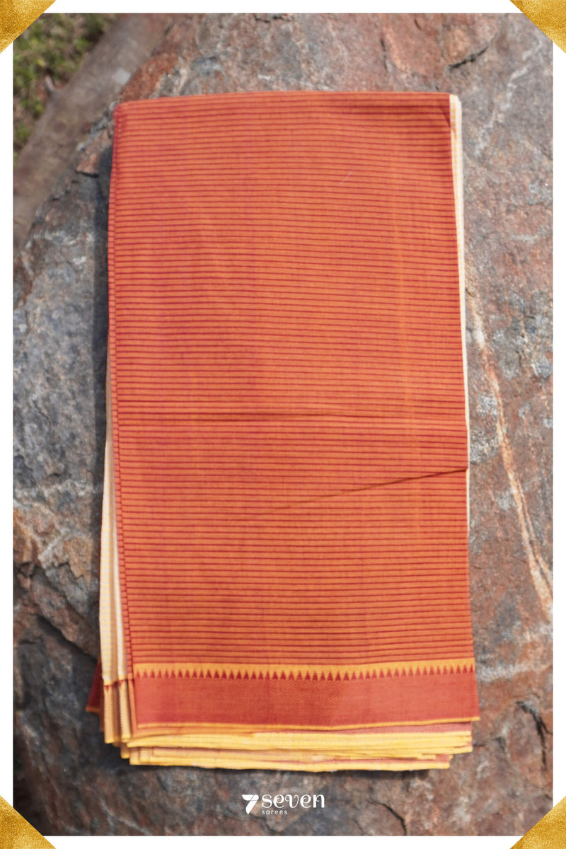 Vagishwari Mangalagiri Handloom Offwhite/Red Pure Cotton Saree - Seven Sarees - Saree - Seven Sarees