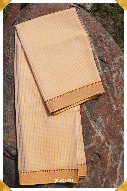 Vagishwari Mangalagiri Handloom Offwhite/Red Pure Cotton Saree - Seven Sarees - Saree - Seven Sarees