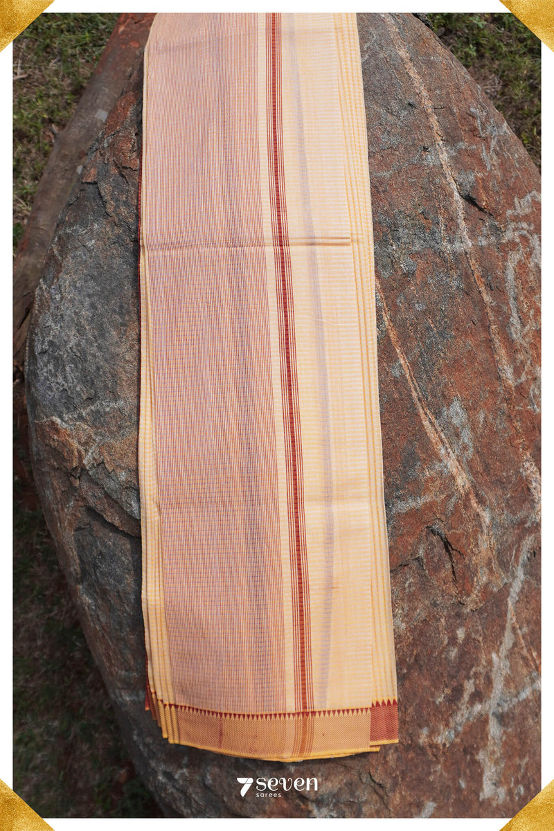 Vagishwari Mangalagiri Handloom Offwhite/Red Pure Cotton Saree - Seven Sarees - Saree - Seven Sarees