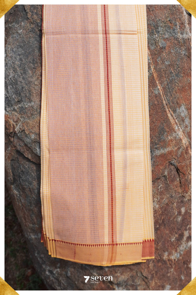 Vagishwari Mangalagiri Handloom Offwhite/Red Pure Cotton Saree - Seven Sarees - Saree - Seven Sarees