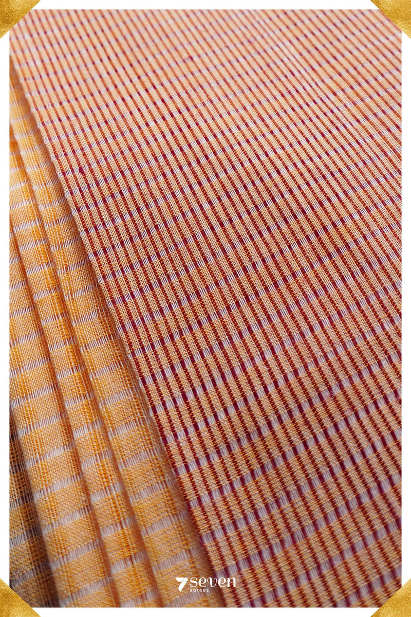 Vagishwari Mangalagiri Handloom Offwhite/Red Pure Cotton Saree - Seven Sarees - Saree - Seven Sarees