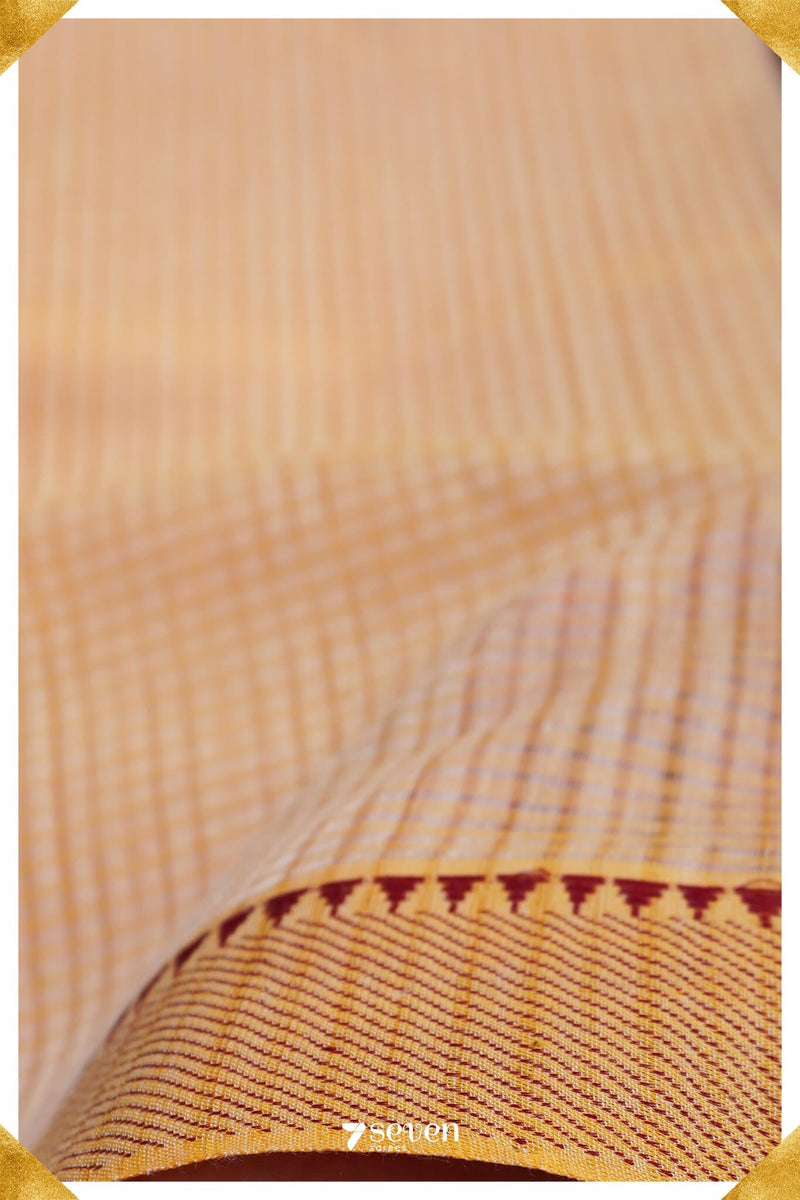 Vagishwari Mangalagiri Handloom Offwhite/Red Pure Cotton Saree - Seven Sarees - Saree - Seven Sarees