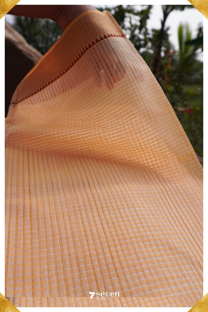Vagishwari Mangalagiri Handloom Offwhite/Red Pure Cotton Saree - Seven Sarees - Saree - Seven Sarees