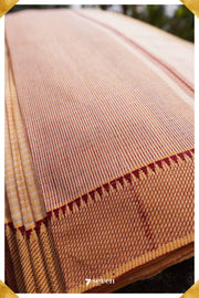 Vagishwari Mangalagiri Handloom Offwhite/Red Pure Cotton Saree - Seven Sarees - Saree - Seven Sarees