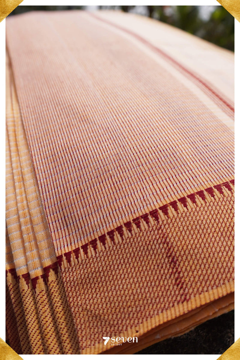 Vagishwari Mangalagiri Handloom Offwhite/Red Pure Cotton Saree - Seven Sarees - Saree - Seven Sarees