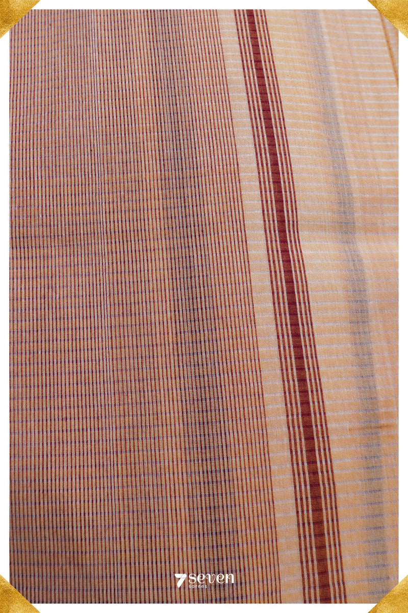 Vagishwari Mangalagiri Handloom Offwhite/Red Pure Cotton Saree - Seven Sarees - Saree - Seven Sarees