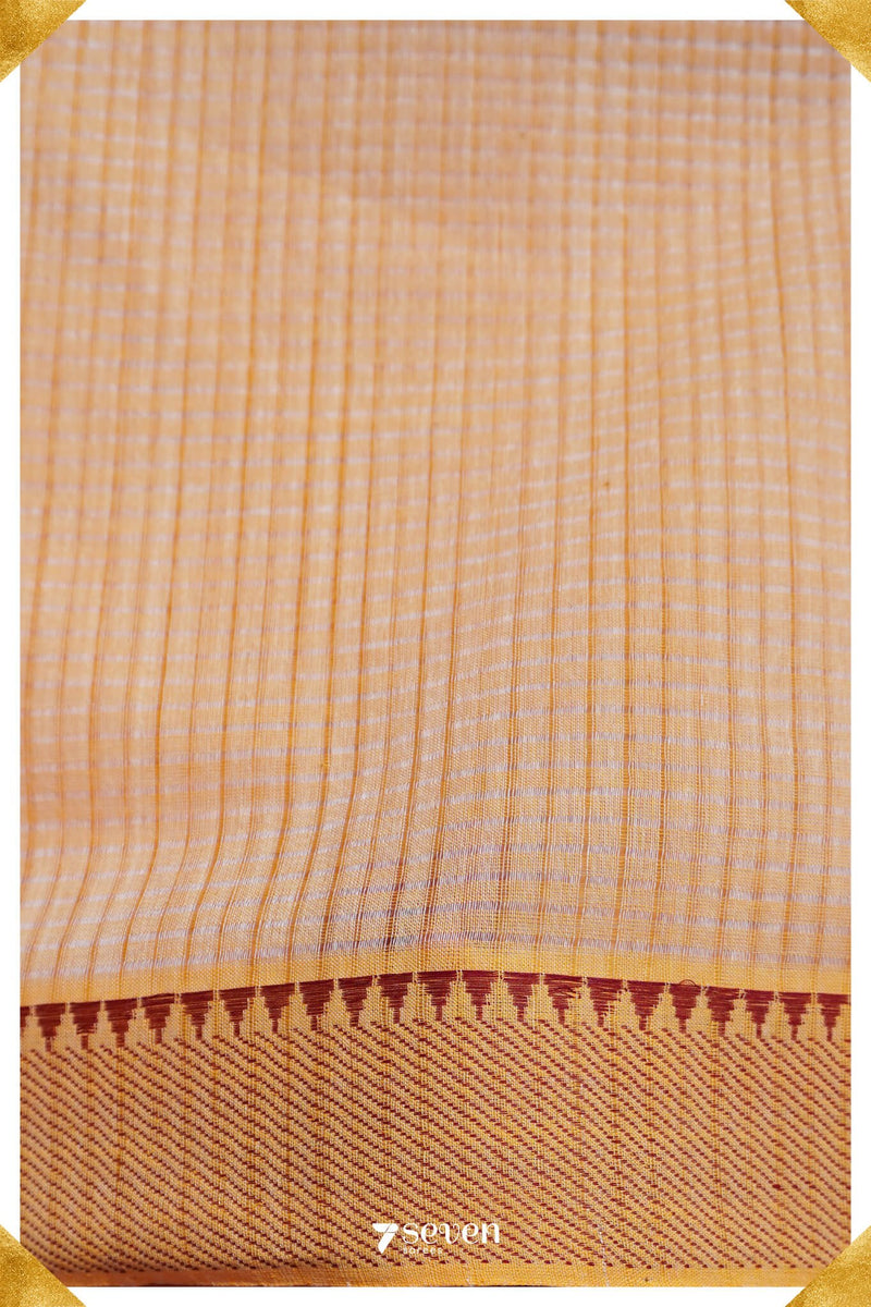 Vagishwari Mangalagiri Handloom Offwhite/Red Pure Cotton Saree - Seven Sarees - Saree - Seven Sarees