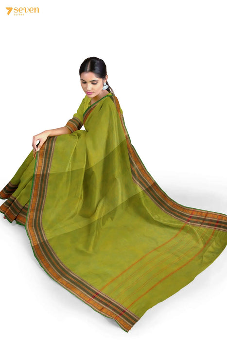 Vaibhavam Madurai Green Pure Cotton Saree - Seven Sarees - Saree - Seven Sarees