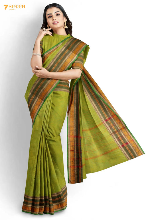 Vaibhavam Madurai Green Pure Cotton Saree - Seven Sarees - Saree - Seven Sarees