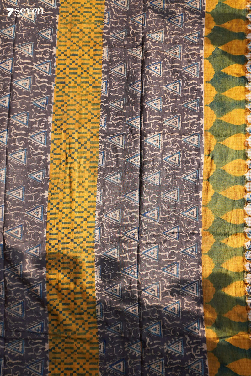 Varahalu Hand Block Kalamkari 100% Soft Cotton Yellow Saree (Handloom) - Seven Sarees - Saree - Seven Sarees