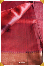 Varsha Mangalagiri Handloom Red Silk-Cotton Saree - Seven Sarees - Saree - Seven Sarees