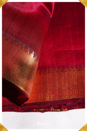 Varsha Mangalagiri Handloom Red Silk-Cotton Saree - Seven Sarees - Saree - Seven Sarees