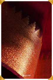 Varsha Mangalagiri Handloom Red Silk-Cotton Saree - Seven Sarees - Saree - Seven Sarees
